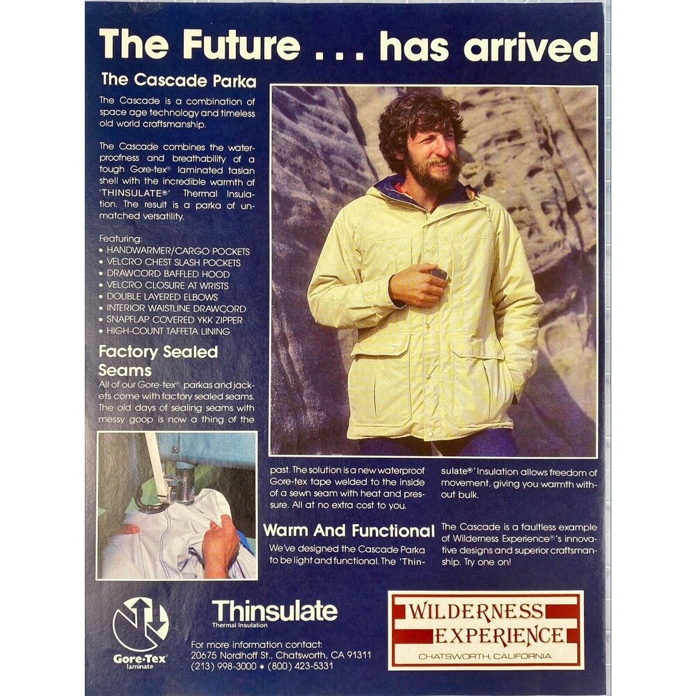Wilderness Experience Clothing *The Future. . . has arrived" Vntg Print Ad 1981